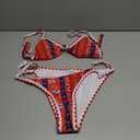 BIKINX Womens Swimsuits Sexy Thong Micro Bikini Ditsy Floral Two Piece Sets Bathing Suit Color Block Bandeau Swim Top (8-10, 2pcs Floral Red2)