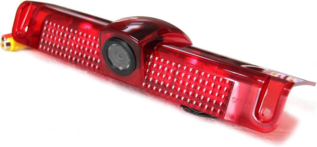 RED WOLF Third 3rd Brake Light Backup Camera for Chevrolet Express/GMC Savana 1500 2500/3500 2003-2019 Vans Mount Rear Light Lamp Reverse Parking Cargo Rear View Camera Guideline Optional