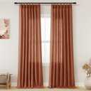 Terracotta Pinch Pleat Linen Curtains 96 Inch Length 2 Panels Set for Bedroom Dinging Room Semi Sheer Boho Farmhouse Neutral Window Curtains 96 Inches Long for Living Room Nursery 40x96