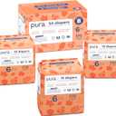 Pura Size 6 Eco-Friendly Diapers (29+ lbs) Hypoallergenic, Soft Organic Cotton, Sustainable, up to 12 Hours Leak Protection, Allergy UK, Recyclable Paper Packaging, 18 Count (Pack of 3) (54 Diapers)