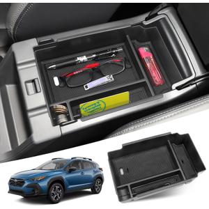 MOCHNET Center Console Organizer for 2024 2025 2026 Subaru Crosstrek Accessories & 2024-2026 Subaru Impreza Console Tray, 2026 Crosstrek Hybrid Accessories 2024+ Impreza Armrest Storage Box (Black)