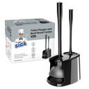 MR.SIGA Toilet Plunger and Bowl Brush Set with Holder, Bathroom Cleaning , Black, 1 Set,for Adults