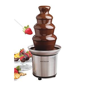 Nostalgia 4 Tier Electric Chocolate Fondue Fountain Machine for Parties - Melts Cheese, Queso, Candy, and Liqueur - Dip Strawberries, Apple Wedges, Vegetables, and More - 32-Ounce - Stainless Steel