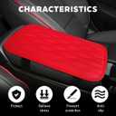 Car Center Console Cover, PU Leather Waterproof Vehicle Armrest Seat Box Cover Cushion Pad, Non Slip Soft Automotive Middle Console Protector, Universal for SUV RV Truck (Red)