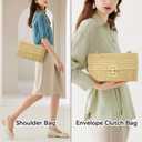 Gets Straw Clutch Purse for Women, Woven Beach Bag Summer Corssbody Purse Small Rattan Shoulder Bag for Travel Apricot