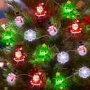 15FT 40 LED Christmas String Lights Battery Operated Snowflake Christmas Tree Santa Snowman Fairy Lights, Xmas Christmas Lights Indoor for Christmas Tree Decorations Home Table Holiday Decor Gifts