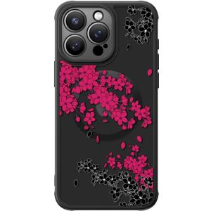 FUNMIKO for iPhone 14 Pro Case Military-Grade Protection & Wireless Charging - Trendy Floral Design for Women Girls, Non-Slip Matte Phone Cover with Shockproof Corners - Dramatic Blossom Drift