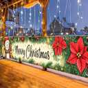 2 x Merry Christmas Banner 118x20 Inch Snowman Poinsettia Holiday Backdrop Festive Decorations for Home and Party Supplies Create a Joyful and Cheerful Holiday Atmosphere with this Wall Sign