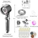 Filtered Shower Head with Handheld - High Pressure 3 Spray Modes Showerhead with Filters, 12 Replaceable Water Softener Filters for Hard Water | Ion Shower Head with 75" Anti-Burst Hose