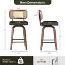 Swivel Counter Height Bar Stools Set of 2, PE Rattan