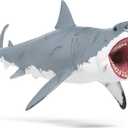 Schleich Dinosaurs - 11" Megalodon Shark Figurine - Durable Prehistoric Dinosaur Toys - Realistic Shark Toys for Boys and Girls - Fun Bathtub Animal Figures for Toddlers and Kids Ages 5+ | 15055