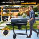 Charcoal BBQ Grills Outdoor: Spacious Barrel Barbecue Grill with Side Front Table - Premium BBQ Smoker Combo for Backyard Cooking Patio Grilling Tailgating Party Camping Picnic, Large Grill