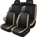 HChengkikz Seat Covers, Sport and Breathable Seat Covers, Anti-Slip Universal Fit Car Seat Covers Full Set for Cars Sedans SUV and Truck (Full Seat, Black+Beige, N2)