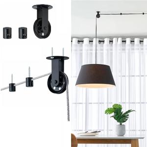 Black Pulley Wheel for Pendant Light Fixture, Swag Hook for Pendant Lighting, Hook for Hanging Lamp, Wall & Ceiling Mount