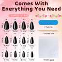 Black Press on Nails Almond with Nail Tabs,120pcs Medium Almond Press on Nails,12 Sizes Glossy Black Medium Fake Nails,Full Cover Acrylic Nails Press ons for Women