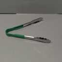 Winco 9" Stainless Steel Serving Tongs with Non-Slip Handle, Green
