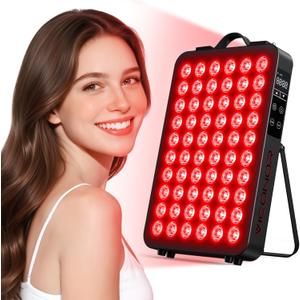 Red Light Therapy for Body, 660nm 850nm Near Infrared Light Therapy Panel, 60 Dual Chip LED Device with 300W of Power, Ideal for Body, Face, Improve Sleep, Skin Health, Includes Hanging Kit & Handle
