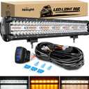 Nilight 20Inch Off-Road LED Light Bar, 420W 3 Lighting Modes (White/Amber/White&Amber) Driving Fog Light Spot Flood Lights with 16AWG Wiring Harness for Truck Car ATV SUV Jeep Boat