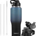 40oz Insulated Water Bottle Keep Cold 24h&Hot 12h, Double Wall Vacuum Insulated Water Bottles with Straw/Spout Lid, Stainless Steel Water Bottles that Fit in Any Car Cup Holder, Leak-proof (Indigo Black Gradient)