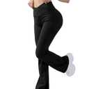 JOYCATCH Bootcut Flare Leggings with Pockets for Women, Crossover Flared Leggings Tummy Control, Stretch Casual Yoga Leggings (XS)