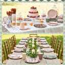 Zhehao 350 Pcs Woodland Party Supplies Set Green and Brown Disposable Tableware Kit with Plates, Cups, Napkins, Cutlery in Natural Earth Tones for Baby Shower, Birthday, Wedding Forest Events