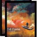 FULDGAENR 7x9 Picture Frame Set of 2, Black Frames for 7 x 9 Inch Photo Poster Certificate, High Transparency Wall/Tabletop Frame with Horizontal Vertical Display (2 Pack | Black | 7"x9")
