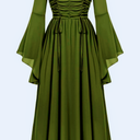 Scarlet Darkness Women Renaissance Costume Bell Sleeve Off Shoulder Maxi Medieval Dress, Medium