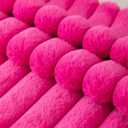 ZLINA Set of 2 Cream White Faux Fur Decorative Throw Pillow Covers Fluffy Striped Pillowcase Cushion Covers 12 x 20 Inch Decor Sofa Couch Bedroom , Hot Pink