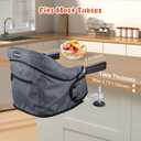 Hook On High Chair, Portable Foldable Clip On Baby Travel High Chair, Lightweight Feeding Seat with Storage Bag, BPA-Free Safety Harness for Home Restaurant (Grey)