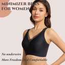 Bras for Women No Underwire Comfortable Sports Bra Smoothing Minimizer Everyday Bra(32C-46DD) (Black)
