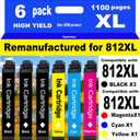 PayForLess for 812XL Remanufactured for Epson 812XL Ink cartridges Combo Pack 812 XL for Workforce Pro WF-7840 WF-7820 WF-7310 EC-C7000 Printer 3 Black 1 Cyan 1 Magenta 1 Yellow 6 Pack