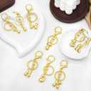 3 x Gold Letter Keychain for Women Cute Small Initial Keychain Charms for Purses Bags Handbags Wallet Backpack Accessories, Gold W
