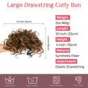 HOOJIH Curly Hair Bun, Messy Bun Hair Piece Elastic Drawstring Large Full Extension Hairpiece Short Synthetic Ponytail Extension for Women - Chocolate Brown with Golden Highlights