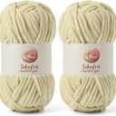 2 Pack Chunky Chenille Yarn for Crocheting, Baby Yarn for Crocheting Soft Blanket, 174.9 yds /7 oz Crochet Yarn, Bulky 5 Amigurumi Yarns, Fluffy Velvet Yarns for Knitting Crafts (2 Beige)