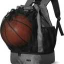 MIER Drawstring Basketball Backpack Soccer Bag with Shoe Compartment & Mesh Pocket Sports Gym String Backpack for Women Men, Lightweight (Gray)