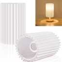 White Pleated Lamp Shades,Fabric Lampshades Cloth, Lamp Shades for Floor LampsLong Lamp Cover Replacement for Living Room (White Small -2Pack)