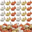 48 Pcs Thanksgiving Tree Decorations Fall Pumpkin Ornaments for Tree Small Artificial Glitter Pumpkin Hanging Ornaments for DIY Craft Harvest Farmhouse Fall Thanksgiving Decor(Classic Color)