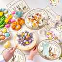2 x 100Pcs Easter Bunny Paper Plates and Napkins Set,Floral Party Supplies for Kids Birthday and Easter Parties,Includes Woodland Plates,Bunny Napkins,Some Bunny is One Kids Spring Tea Party Decorations