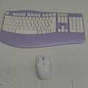 Ergonomic Wireless Keyboard and Mouse Combo, Wave Keys Keyboard with Wrist Rest for Natural Typing, 3 DPI Adjustable Ergonomic Silent Mouse for Computer/Laptop/Windows/Mac (Purple)
