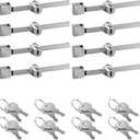 Sliding Glass Door Ratchet Lock with Chrome Finish Keyed Alike, Fits 4-8mm Glass, Secure Showcase Display Case Lock for Cabinets, Retail Stores & Home Use - 8 Pack