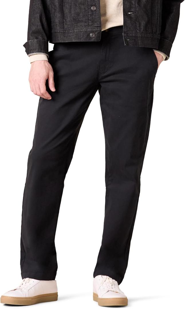 Amazon Essentials Men's Straight-Fit Casual Stretch Khaki, Black, 38W x 32L