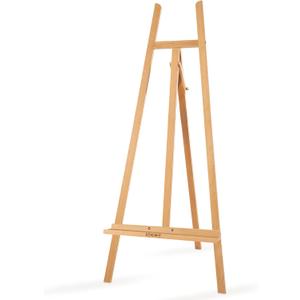 A - Frame Wooden Display Easel - Adjustable Lyre Beechwood Studio Easel Stand Holding Canvas Up to 90", Inclinable Artist Floor Painting Easel for Artwork Painting, Natural