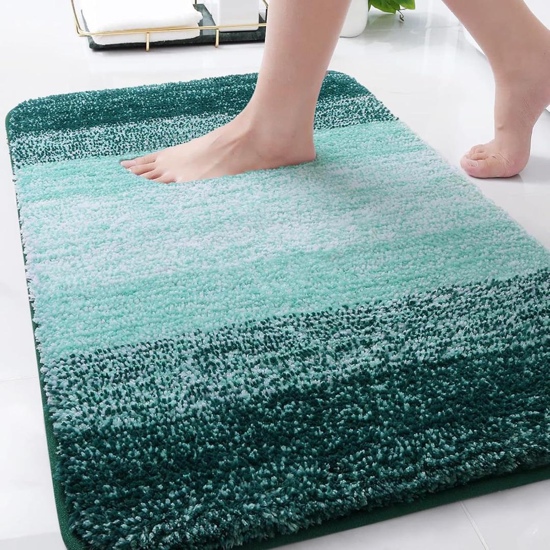 Arotive Microfiber Bathroom Rugs, Shaggy Soft and Absorbent Bath Rug, Non-Slip, Thick Plush Machine Washable Dry Bath Mats for Bathroom, Tub and Shower, 30x20, Dark Green, Rectangular