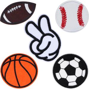 3Pcs Patch Sports Ball Logo Embroidery Patchs, Baseball Soccer Basketball Football Patches Iron On/Sew On - Appliques Patchs for Jacket Backpack Jeans Hats Clothes DIY Patches