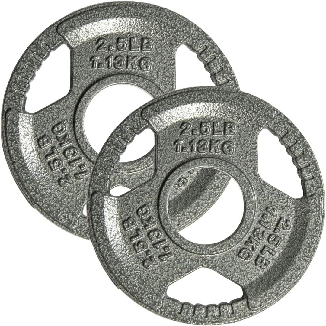 Yes4All Tri-Grip Handles Cast Iron Olympic Weight Plates, 2-Inch Weight Plates for Weight Lifting with Smooth and Durable Finish, Suitable for Strength Training Exercises (Single, Pair and Set)