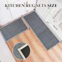 Kitchen Rugs Sets of 2,Non Slip Kitchen Mats for Floor,Thick Braided Vintage Kitchen Floor Mat Runner Carpet for Hallways Entryway Laundry Room Washable（Grey 17"x30"+17"x47"）