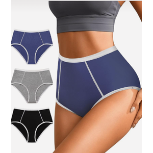 K-CHEONY Womens Underwear High Waisted Cotton Panties Full Coverage Soft Stretch Breathable Ladies Briefs 3 Pack M