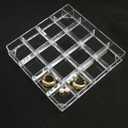 4 PCS Stackable Jewelry Organizer Tray, Plastic Storage Box with 16 Mini Grid (1.57''), Clear Organizer Tray for Drawer Dresser Vanity Desk, Jewelry Storage Box for Necklaces Bracelets Rings Earrings