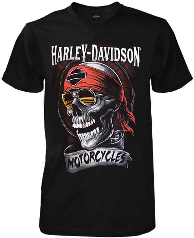 Harley-Davidson Men's Distressed Shady Skull Short Sleeve T-Shirt, Solid Black (X-Large Tall)