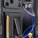 for iPhone 17 Pro Max Case with Card Holder4-5 Cards[RFID Blocking][9H Screen Protector ][Full Camera Protection][Hidden Kickstand]Rugged Heavy Duty Wallet Case for iPhone 17 Pro Max (Black)